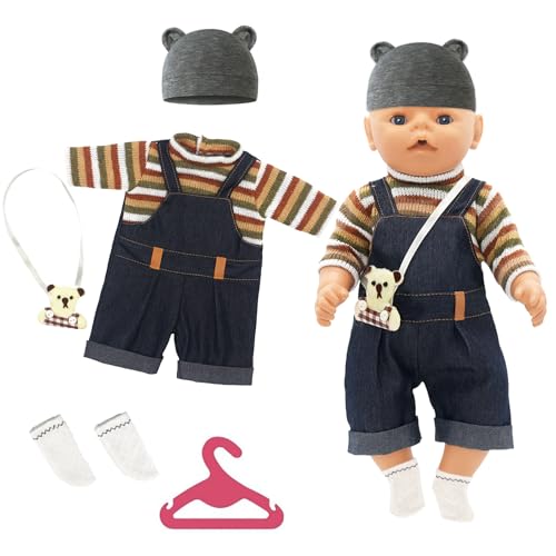 Baby Puppe Kleidung für 14-18 Zoll Puppen, 5 Puppe Kleidung Outfits, 35-43 cm süße Puppe Kleidung, Neugeborene Baby Puppe Jumpsuit für Geschenke, Geburtstage, Spielzeug von Carreuty