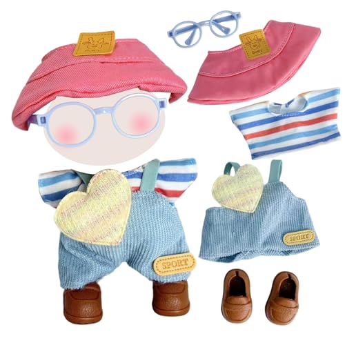 Puppenkleidung und Zubehör für 17 cm große Puppen, 17 cm Puppen-Outfit-Sets, süße Freizeitkleidung, inklusive 1 Hut, 1 Oberteil, 1 Overall, 1 Brille, 1 Schuhe, Junge Mädchen für beste Geschenke (keine Puppenkleidung und Zubehör für 17 cm große Puppen, 17 cm Puppen-Outfit-Sets, süße Freizeitkleidung, inklusive 1 Hut, 1 Oberteil, 1 Overall, 1 Brille, 1 Schuhe, Junge Mädchen für beste Geschenke (keine von Carreuty