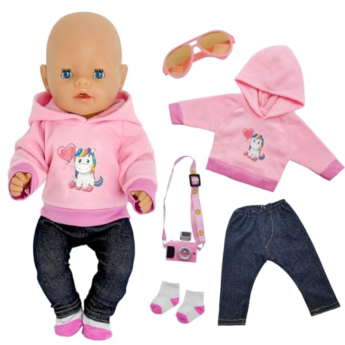 5 Stück Puppenkleidung für 35-43 cm Baby Puppen, Rosa Pony Kleidung Outfits für 14-18 Zoll Baby Puppen Junge und Mädchen, 1 Pony Hoodie 1 Hose 1 Socken 1 Brillen 1 Anhänger Geschenke für Kinder 5 Stück Puppenkleidung für 35-43 cm Baby Puppen, Rosa Pony Kleidung Outfits für 14-18 Zoll Baby Puppen Junge und Mädchen, 1 Pony Hoodie 1 Hose 1 Socken 1 Brillen 1 Anhänger Geschenke für Kinder von Carreuty
