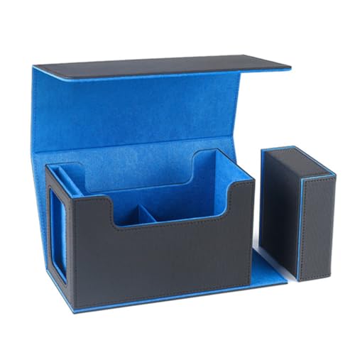 Carriere Kartenspielbox mit Sichtfenster, Kartenspielhülle mit Würfelfach, Kartenaufbewahrungsbox, 35pt Magnetischer Kartenhalter, Blau von Carriere