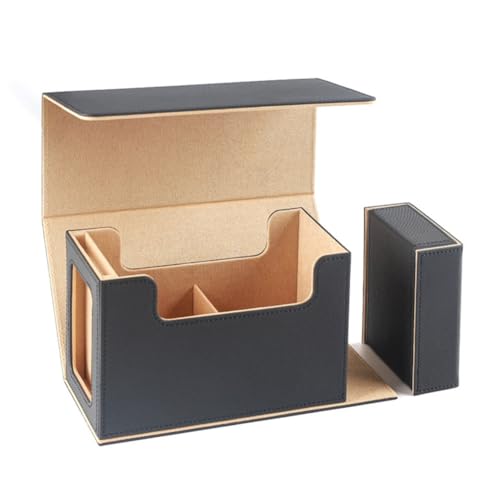 Carriere Kartenspielbox mit Sichtfenster, Kartenspielhülle mit Würfelfach, Kartenaufbewahrungsbox, 35pt Magnetischer Kartenhalter, Khaki von Carriere