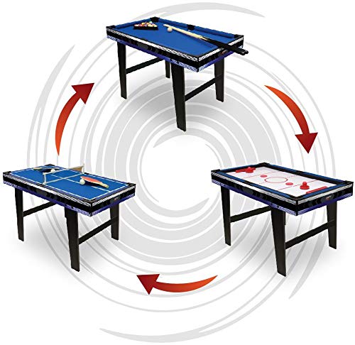 Carromco Multifunktionstisch Galaxy-XL, 3in1 Multi Spieltisch mit 3 Tischspielen, Multigame Spieletisch umfunktionierbar als Billardtisch, Airhockey Tisch oder Tischtennis Spiel, inkl. Zubehör von Carromco