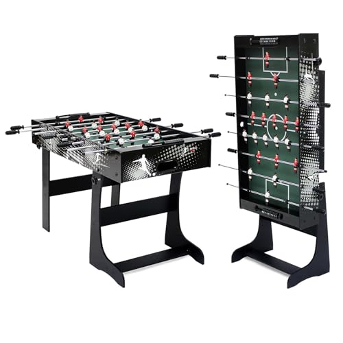 Carromco Tischkicker klappbar Rialto XT Spiel, platzsparender Kinder Kickertisch mit Klappfunktion und Wandbefestigung - Tischfußball für 2 bis 4 Spieler, inkl. 2x Spielbälle, Gewicht 17,5 kg von Carromco