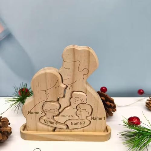 Personalisierte Ornamente Familienornamente, Kundenspezifische Familiennamen Puzzle, Holzdekor Gravierte Ornamente Desktop Raumdekorationen, Geschenk für Weihnachten Holz Familie Puzzle Ornamente von Carroterr