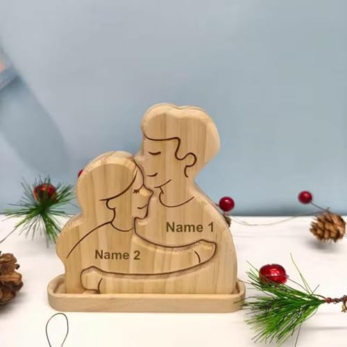 Personalisierte Ornamente Familienornamente, Kundenspezifische Familiennamen Puzzle, Holzdekor Gravierte Ornamente Desktop Raumdekorationen, Geschenk für Weihnachten Holz Familie Puzzle Ornamente von Carroterr