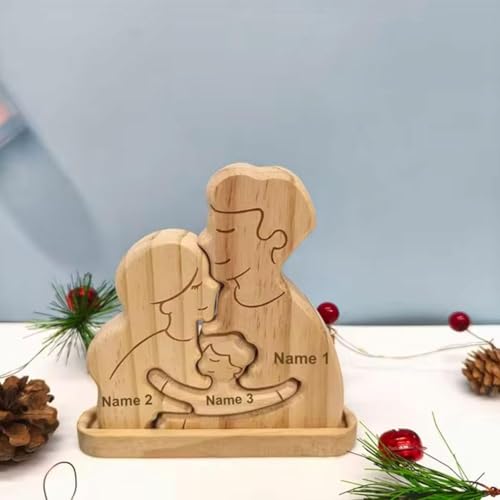 Personalisierte Ornamente Familienornamente, Kundenspezifische Familiennamen Puzzle, Holzdekor Gravierte Ornamente Desktop Raumdekorationen, Geschenk für Weihnachten Holz Familie Puzzle Ornamente von Carroterr