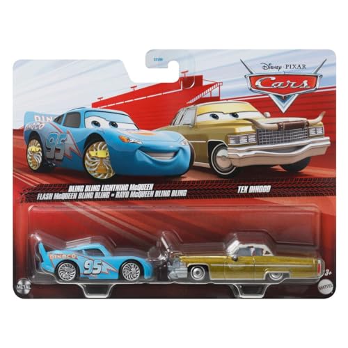 Cars Disney Pixar Pack 2 Autos aus Metall 1:55 – Die-Cast Bling Bling Lightning McQueen & Tex Dinoco von Cars