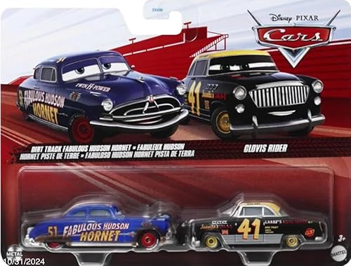 Cars Disney Pixar Pack 2 Metallautos 1:55 – Die-Cast Dirt Track Fabulous Hudson Hornet & Clovis Rider von Cars