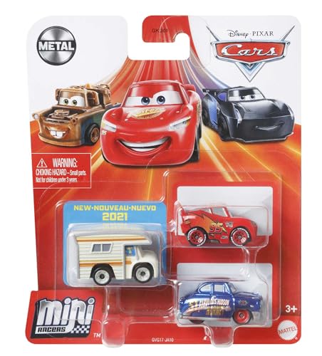 Mattel Disney Pixar Cars - Mini-Racers 3er-Pack Sortiment, kompakt, authentisch, Spielzeug ab 3 Jahren GKG01 von Mattel