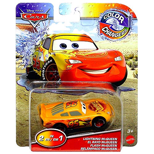 Cars Mattel 2020 Farbwechsler Mini-Auto, 1:55, 1 Stück, Lightning McQueen/Matt Cars, Farbwechsel, 1 Packung Lightning McQueen Disney Pixar Movie Character Car Color Change Bath von Cars