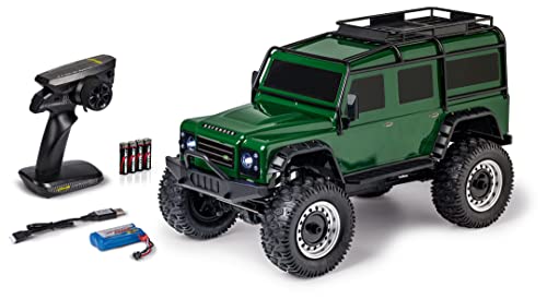 Carson Modellsport 500404236 1:8 Land Rover Defender 100% RTR British grün - Ferngesteuertes Auto, RC Fahrzeug, inkl. Batterien und Fernsteuerung, Geschwindigkeit km/h, Fahrzeit 20 min von Carson Modellsport