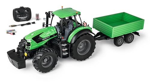 Carson 1:16 Deutz-Traktor 8280 TTV mit Anhänger 100% RTR - RC Traktor, Ferngesteuertes Fahrzeug mit Licht und Sound, inkl. Batterien und Fernsteuerung, Ferngesteuerter Bulldog Carson 1:16 Deutz-Traktor 8280 TTV mit Anhänger 100% RTR - RC Traktor, Ferngesteuertes Fahrzeug mit Licht und Sound, inkl. Batterien und Fernsteuerung, Ferngesteuerter Bulldog von Carson