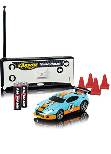 Carson 1:60 Nano Racer Classic Boss 100% RTR, Ferngesteuertes Auto, RC Fahrzeug, inkl. Batterien und Fernsteuerung, Fahrzeit 8 min, 500404110, hellblau von Carson