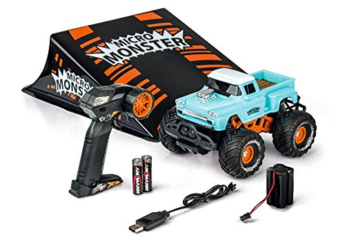 Carson 1:22 Micro Monster mit Rampe 2.4G 100% RTR, Ferngesteuertes Auto, RC Fahrzeug, für Einsteiger, inkl. Batterien und Fernsteuerung, 500404156 von Carson