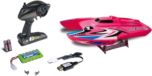 Carson 500108037 Race Shark FD 2.4G 100% RTR pink - ferngesteuertes Boot für Kinder ab 8 Jahren, RC Boot,RC Boot RTR,bis zu 25 km/h, 100% RTR (Ready to Run), mit 2.4 GHz Fernbedienung von Carson