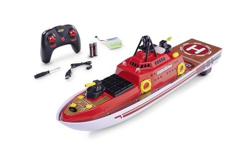 Carson 500108051 RC- Feuerlöschboot 2.4G 100% RTR - Ferngesteuertes Boot, RC Boot, Ferngesteuertes Boot für Kinder und Erwachsene, inklusive Fernsteuerung, Rot von Carson