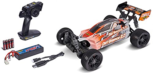 Carson 1:10 X10 Dirt Warrior Sport 2.0 100% RTR, Ferngesteuertes Auto, Offroad Buggy, inkl. Batterien und Fernsteuerung, Bedruckte Karosserie, Orange von Carson