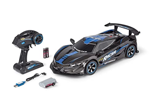 Carson 500404250 1:10 Night Racer 2.0 2.4GHz 100% RTR blau - Ferngesteuertes Auto, LED-Beleuchtung, inkl. Batterien und Fernsteuerung, Fahrzeit ca. 40 min von Carson