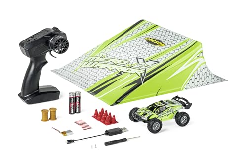 Carson 500404279 1:32 Micro X-Warrior 2.0 2.4G RTR grün, RC Spielzeug mit Funktionen, RC Fahrzeug mit Rampe, RC Spielzeug, ferngesteuertes Auto für Kinder, Geschenk für Kinder von Carson