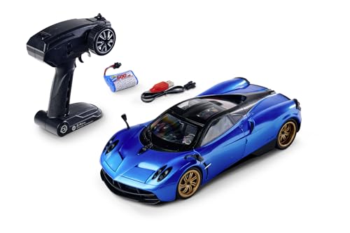 Carson 500404306 1:14 Pagani Huaira 2.4G 100% RTR blau - Ferngesteuertes Auto, LED-Beleuchtung, RC Auto, RC Fahrzeug, RC Auto 1:14, Ferngesteuertes Spielzeug von Carson