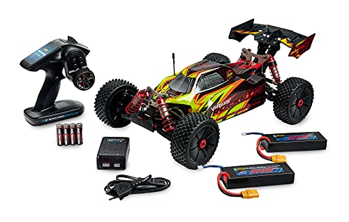 Carson 500409072 1:8 Virus Rocket 120 6S 2.4G 100% RTR - ferngesteuertes Auto, Geschwindigkeit bis zu 120 km/h, inklusive Batterien und Fernsteuerung, 4WD Antrieb, spritzwassergeschützt, Gelb/ Schwarz von Carson