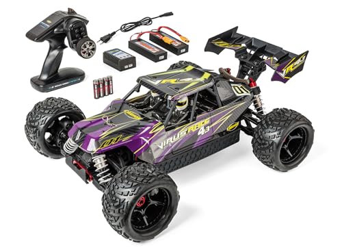 Carson 500409086 1:8 Virus Race 4.3 4S brushless 100% RTR lila - RC Buggy, ferngesteuertes Auto, Offroad, hochwertig, RC Fahrzeug, RC Auto 80 km/h, RC Auto von Carson