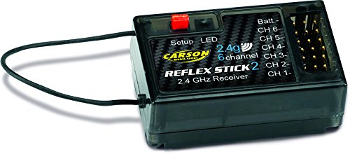 Carson 500501537 Modellsport Reflex Stick 2 6-Kanal Empfaenger 2,4GHz Stecksystem Graupner/JR, Schwarz von Carson