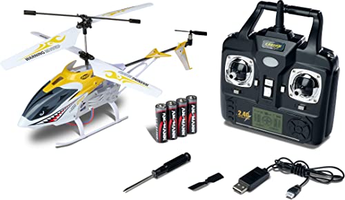 Carson 500507177 Easy Tyrann 250 2,4 GHz 100% RTF gelb – Ferngesteuerter Helikopter, Robustes RTF (Ready to Fly) Modell für Einsteiger, inklusive Batterien, für Kinder ab 12 Jahren von Carson