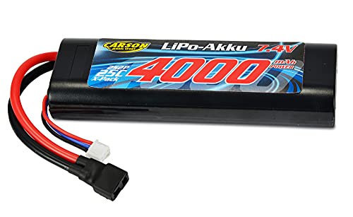 Carson 500608145-7,4V/4000mAh 25C LiPO Acc. Ra. T-Pl. HC R-RC, Ersatzbatterie, Akku für ferngesteuerte Autos, RC-Akku, RC-Zubehör von Carson