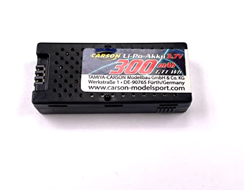 Carson 500608265 3,7V/300mAh LIPO - RC Akku, Ersatzakku, Akku für ferngesteuerte Helikopter, RC Heli, Akku für RC Flugmodelle, RC Batterie von Carson