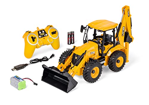 Carson 500907668 1:20 Baggerlader JCB 2.4G 100% RTR - Ferngesteuertes Baufahrzeug für Kinder ab 8 Jahren, RC Bagger mit Funktionen, inkl. Batterien und Fernsteuerung, Gelb von Carson