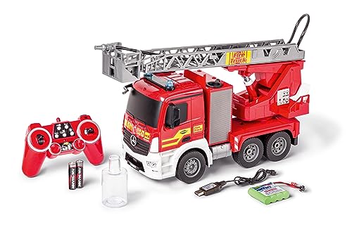 Carson 500907670 1:20 MB Feuerwehr m. Drehleiter 100% RTR - Ferngesteuertes Fahrzeug, Wasserspritzfunktion, inkl. Batterien und Fernsteuerung, RC Feuerwehr von Carson