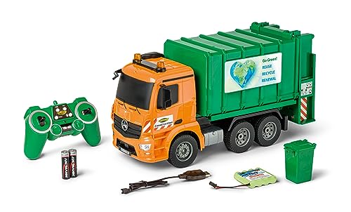 Carson 500907672 1:20 MB Arocs Müllwagen 100% RTR - 100% fahrfertig, Spielzeug LKW, Spielzeugauto, Ferngesteuerter Müllwagen, für Kinder ab 8 Jahren, Fahrzeit ca. 30 min, grün von Carson