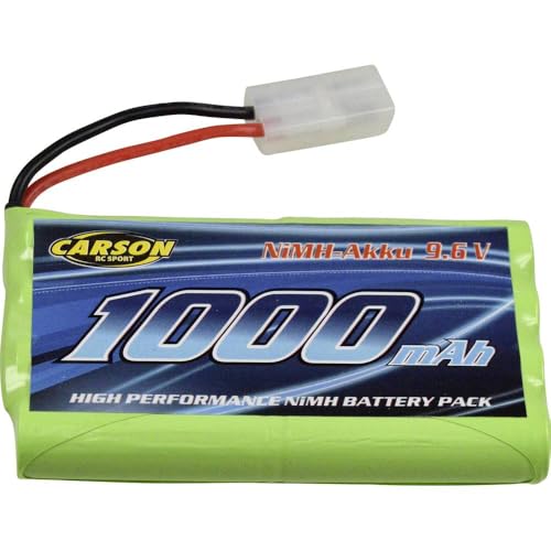 Carson NIMH 9,6V 1000MAH Tamiya Stecker, Ersatzakku für RC Fahrzeuge, Zubehör, 500608215 von Carson