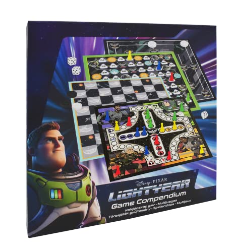 Cartamundi Lightyear Games Compendium, genießen Sie 4 Verschiedene Brettspiele, einschließlich neun Männer Morris, Zugluft, Ludo, Leitern Brettspiel, tolles Geschenk für Kinder ab 4 Jahren von Cartamundi