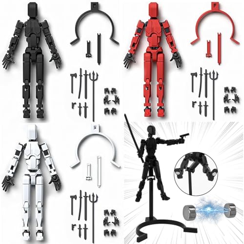 Cartlant 3 Stück T13 Action Figure, Magnetic T13 Actionfigur mit 7 Waffen + 3 Handtypen, 3D Druck Actionfiguren mit Mehreren Gelenken Dummy 13 Lucky 13 Roboter Action Figures Desktop Dekorationen von Cartlant