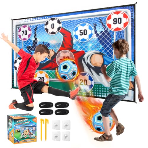 Cartlant Fußballspiel Set für Kinder, Indoor Outdoor Garten Fussball Spiele Weich Flanell Fußballtore, Fußbälle mit Klettbällen Spielzeug Fussball Geschenke Jungen Mädchen Geburtstag ab 3 4 5 6 7 8+ von Cartlant