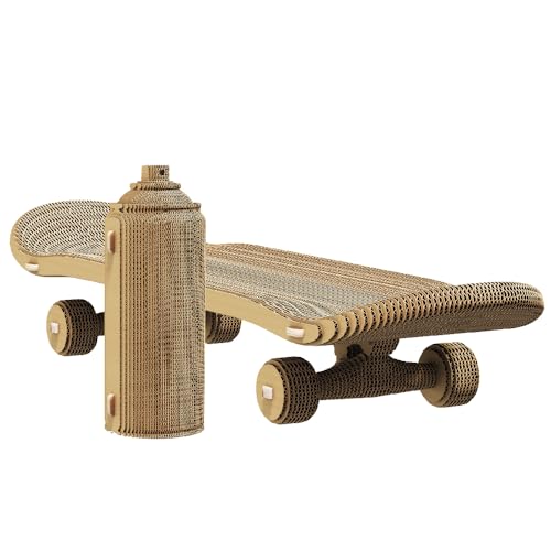 Cartonic 3D-Puzzle Skateboard - 194 Teile, Karton, Modern, Unisex, 14+, Anfänger, Urban Culture, 19 x 8 x 29 cm, 1 Set, 1 Stück von Cartonic