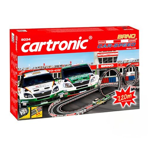 Cartronic Car-Speed BRNO - Spielfertiges Rennbahn Set mit 7,20m Rennstrecke + 2 Rallye-Fahrzeuge (Skoda Fabia WRC) - Autorennbahn für Kinder ab 6 Jahren von Cartronic