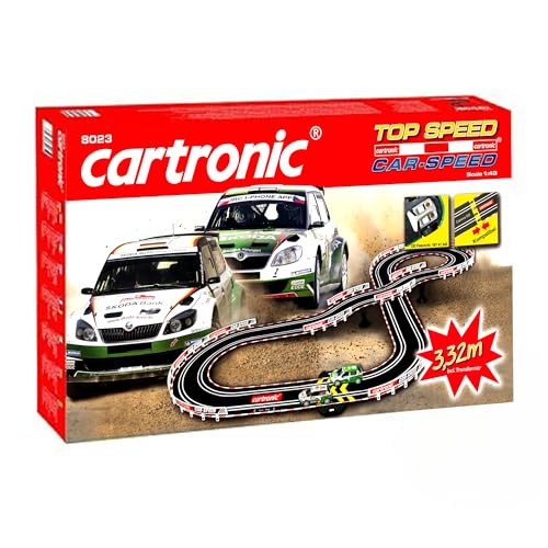 Cartronic Car-Speed Top Speed - Spielfertiges Rennbahn Set mit 3,32m Rennstrecke + 2 Rallye-Fahrzeuge (Skoda Fabia WRC) - Autorennbahn für Kinder ab 6 Jahren von Cartronic