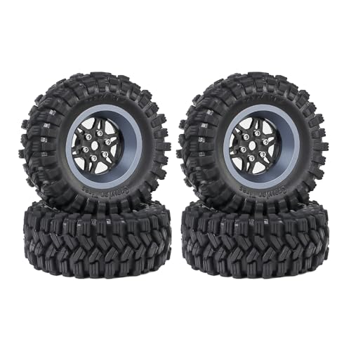 4 Stück 3,1 cm Butylkautschuk-Reifen, Ø 62 x 24 mm, Sechskantgröße, 7 mm, RC-Ersatzteile für TRX4M SCX24 FMS24 1/18 1/24 RC Kletterauto RC Crawler, Typ A-Titanium von Caruner