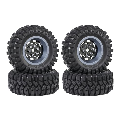 4 Stück 3,1 cm Butylkautschuk-Reifen, Ø 62 x 24 mm, Sechskantgröße, 7 mm, RC-Ersatzteile für TRX4M SCX24 FMS24 1/18 1/24 RC Kletterauto RC Crawler, Typ B-Titanium von Caruner