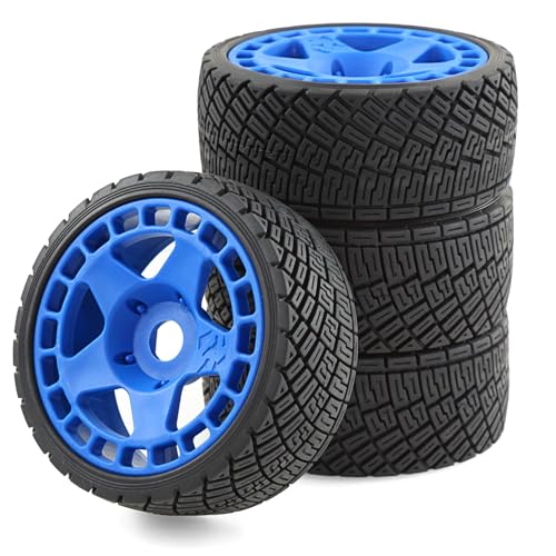 4 Stück RC Auto Gummirad Reifen Ø 100 x 40 mm RC Ersatzteile für WRC 1/7 1/8 Rally KM Citroen C3 FS ARRMA RC Rennwagen, Blau von Caruner