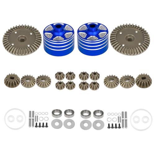 Differentialgetriebe aus Metall mit Differentialgetriebe vorne hinten mit Diff-Schale RC-Teile für Tamiya XV-02 MB-01 XM-01 BT-01 TT-02 TT-02D TT-02R TT-02BR TT-02 Type-S TT-02 Type-SRX RC Car (blau) von Caruner