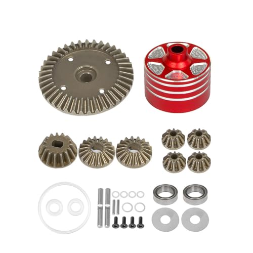 Differentialgetriebe aus Metall mit Differentialschale RC-Teile für Tamiya XV-02 MB-01 XM-01 BT-01 TT-02D TT-02R TT-02B TT-02BR TT-02 Type-S TT-02 Type-SRX RC Car (Rot) von Caruner