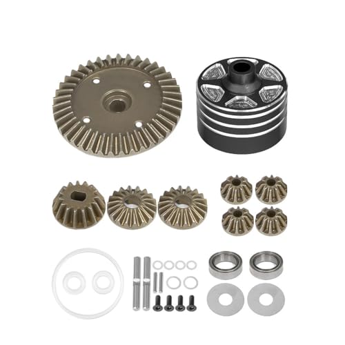 Differentialgetriebe aus Metall mit Differentialschale RC-Teile für Tamiya XV-02 MB-01 XM-01 BT-01 TT-02D TT-02R TT-02B TT-02BR TT-02 Type-S TT-02 Type-SRX RC Car (Schwarz) von Caruner