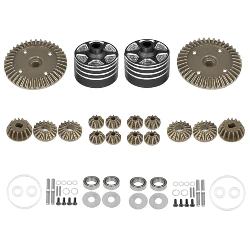 Metall Vorne Hinten Differentialgetriebe mit Diff-Schale RC Teile für Tamiya XV-02 MB-01 XM-01 BT-01 TT-02 TT-02D TT-02R TT-02B TT-02BR TT-02 Type-S TT-02 Type-SRX RC Car (Schwarz) von Caruner