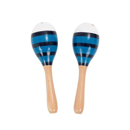 Buntes Paar Maracas Bee Design 19,1 cm Shaker Musikinstrument Blau von Carved Culture