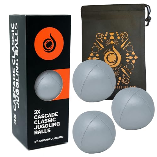 3 x Pro 115 g Cascade Classic Jonglierbälle – Thud Jonglierbälle & Tasche – Set mit 3 Jonglierbällen (Silber) von Cascade Juggling