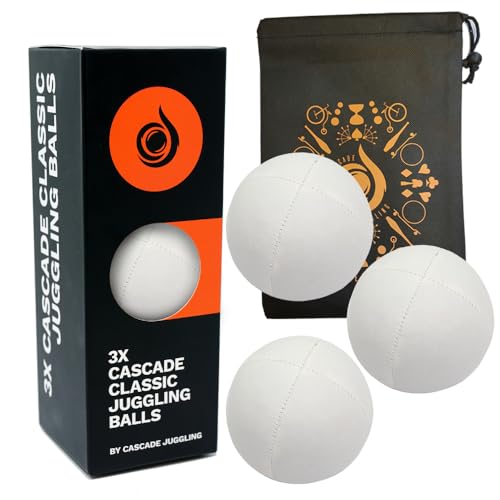 3 x Pro 115 g Cascade Classic Jonglierbälle – Thud Jonglierbälle & Tasche – Set mit 3 Jonglierbällen (weiß) von Cascade Juggling